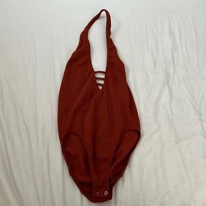 Burnt orange halter bodysuit